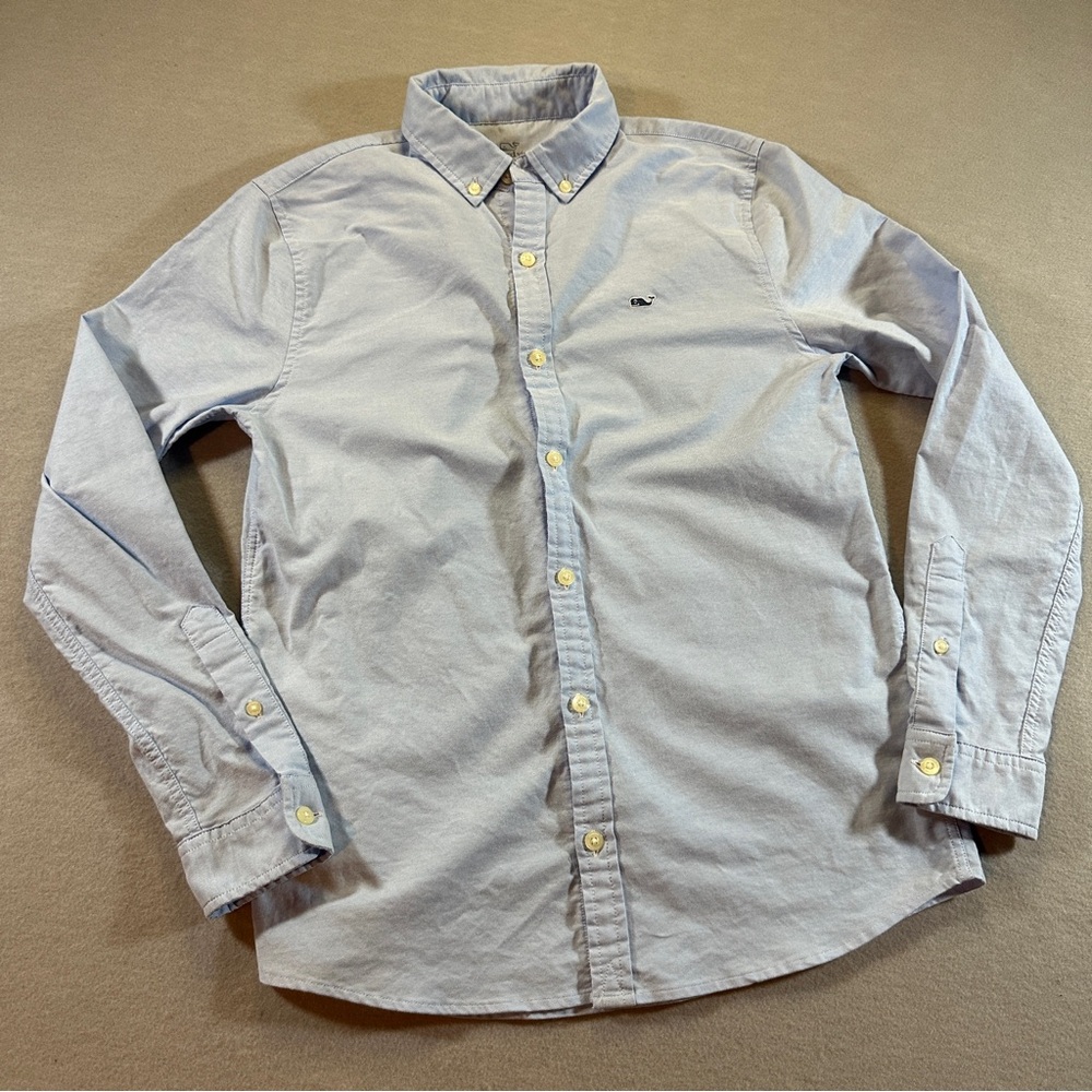 Vineyard Vines Long Sleeve Button-Front Shirt Boys Large (16) Blue Classic Whale